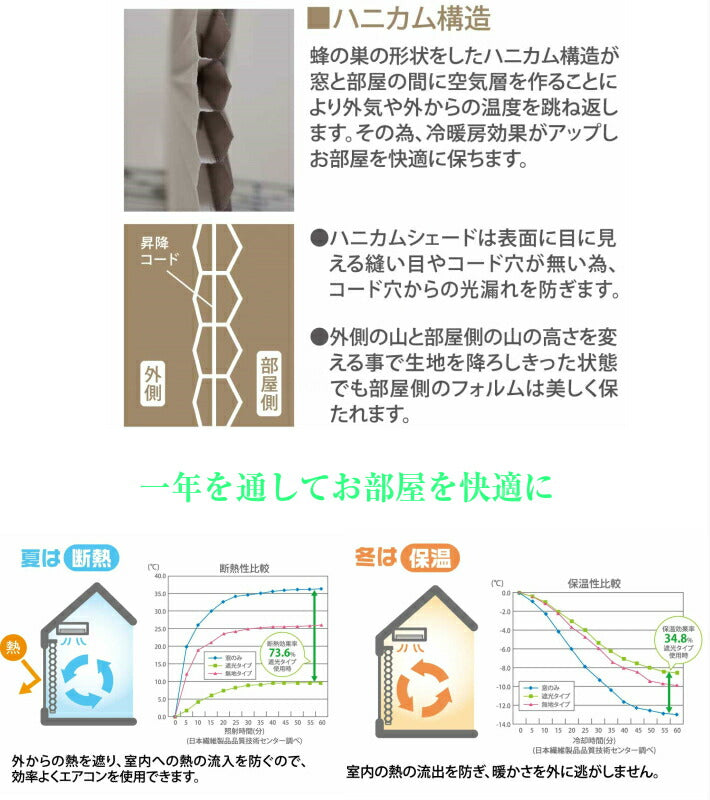 ハニカム ロールスクリーン シェード フルネス 規格サイズ 幅180×高さ180cm